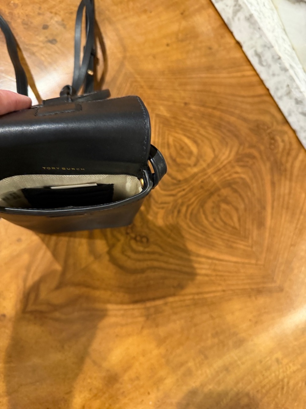 Tory Burch Black Leather Crossbody Phone Bag - Picture 3 of 12